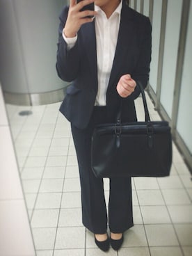 「しゅーかつ！のアイテム（フォーマルスーツ/小物、グレー系）」を使った、すあまさん（レディース・156cm）の春コーディネート