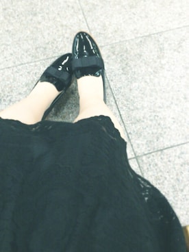 「earth music&ecology（アースミュージックアンドエコロジー）の【ORiental TRaffic×earth】リボンシューズ（パンプス、ブラック系）」を使った、すあまさん（レディース・156cm）の夏コーディネート