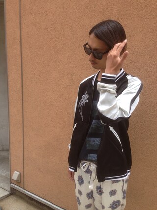 SUB_AGE スカジャン sub-age スカジャン ブラック/ホワイト sub-age スカジャン ブラック