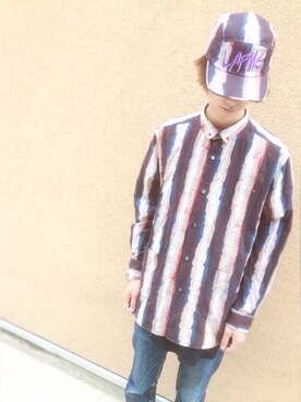 「NADA.（ナダ）のアイテム（トップス）」を使った、DJ OGANIKさん（メンズ・178cm）の夏コーディネート