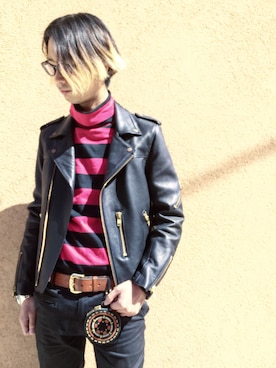 「blackmeans（ブラックミーンズ）のアイテム（ジャケット/アウター）」を使った、DJ OGANIKさん（メンズ・178cm）の秋コーディネート