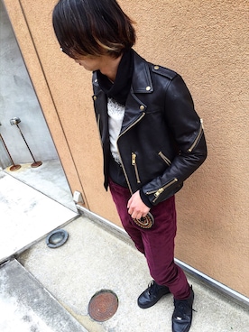 「blackmeans（ブラックミーンズ）のアイテム（ジャケット/アウター）」を使った、DJ OGANIKさん（メンズ・178cm）の冬コーディネート