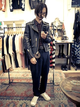 「blackmeans（ブラックミーンズ）のアイテム（ジャケット/アウター）」を使った、DJ OGANIKさん（メンズ・178cm）の秋コーディネート