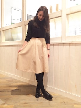 「黒ニット」｜ERIさん（レディース・162cm）の冬コーディネート