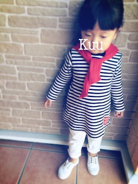 「NATURAL WORLD（ナチュラルワールド）のアイテム」を使った、Kuuさん（キッズ・90cm）の秋コーディネート