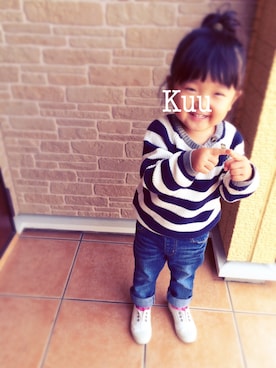 「NATURAL WORLD（ナチュラルワールド）のアイテム」を使った、Kuuさん（キッズ・90cm）の秋コーディネート