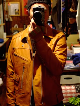 「WHIZLIMITED（ウィズリミテッド）のアイテム（ライダースジャケット）」を使った、BASEMENTWORKS.ASANOさん（メンズ・175cm）の秋コーディネート
