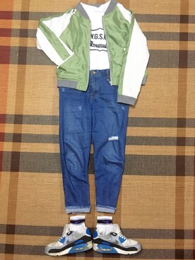 「RAY CASSIN（レイカズン）のアイテム（MA-1）」を使った、かすみさん（レディース・154cm）の夏コーディネート