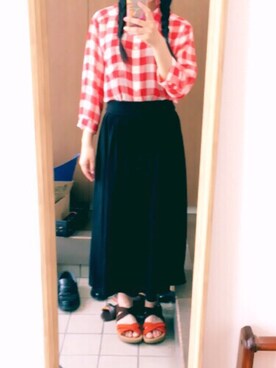 「UNIQLO（ユニクロ）のアイテム（トップス、レッド系）」を使った、Kiyomiさん（レディース）の夏コーディネート