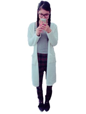 「UNIQLO（ユニクロ）のWOMEN アンクルパンツ（タータンチェック）（その他トップス、グリーン系）」を使った、Kiyomiさん（レディース）の秋コーディネート