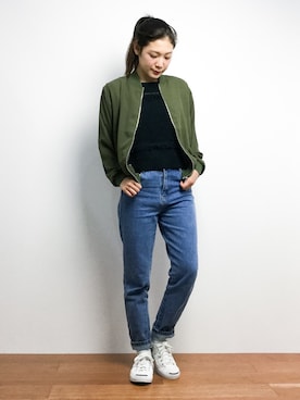 「RAY CASSIN（レイカズン）のアイテム（ブルゾン）」を使った、Ayaka.·˖*✩さん（レディース・160cm）の秋コーディネート