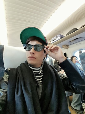 「メゾン キツネ(MAISON KITSUNE)」｜「アイテム（キャップ）」を使った、pokonyan007さん（メンズ・170cm）の冬コーディネート
