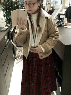 「Lee（リー）のアイテム（その他アウター）」を使った、なつみさん（レディース・146cm）の冬コーディネート