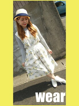 「ロングヘア」｜「アイテム（オールインワン・サロペット）」を使った、なつみさん（レディース・146cm）の春コーディネート