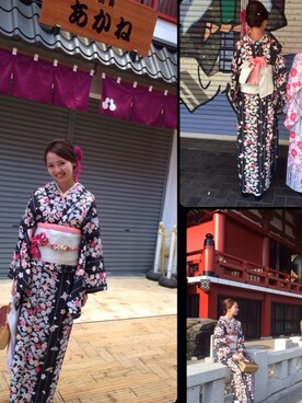 「お散歩」｜「アイテム（浴衣）」を使った、akaneさん（レディース・157cm）の秋コーディネート