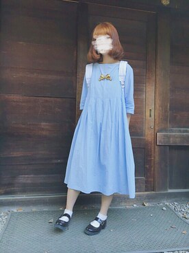 「fig Ｌondon（フィグロンドン）のアイテム（ワンピース/ドレス、ブルー系）」を使った、shikiwwwさん（レディース）の春コーディネート