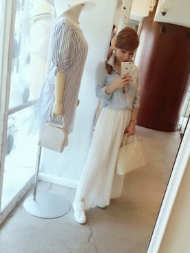 「レーヨンシャツ」｜「アイテム（その他）」を使った、MOERYさん（レディース・160cm）の夏コーディネート
