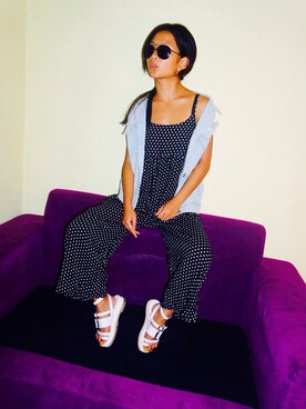 「TAIPEI」｜「アイテム（つなぎ/オールインワン）」を使った、Makiyoさん（レディース・155cm）の夏コーディネート
