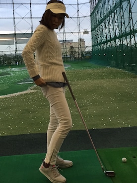 「PEARLY GATES（パーリーゲイツ）のアイテム（サンバイザー）」を使った、Sさん（レディース・152cm）の春コーディネート