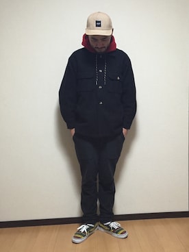 「HUF」｜「アイテム（その他アウター）」を使った、U4さん（メンズ・170cm）の冬コーディネート