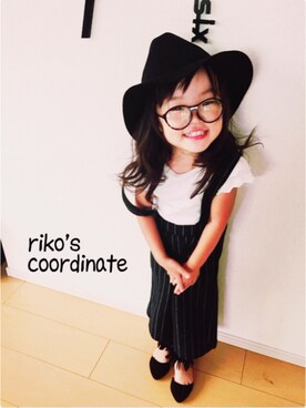 「GLOBAL WORK（グローバルワーク）のアイテム（オールインワン・サロペット）」を使った、riko♡さん（キッズ・90cm）の秋コーディネート