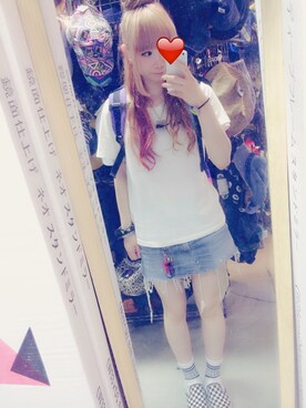 「VANS（バンズ）のアイテム（スニーカー、ホワイト系）」を使った、みくぴすさん（レディース・159cm）の夏コーディネート