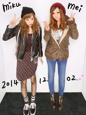 「RNA（アールエヌエー）のJ1558 フェイクレザーライダース２（ライダースジャケット、ブラック系）」を使った、みくぴすさん（レディース・159cm）の春コーディネート