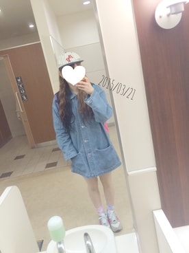 「NEW BALANCE（ニューバランス）のx-girl × NEW BALANCE（スニーカー、グレー系）」を使った、みくぴすさん（レディース・159cm）の春コーディネート