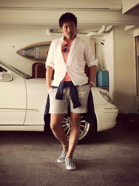 「スウェットショーツ」｜ボージョレさん（メンズ・176cm）の夏コーディネート