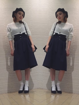 「ひざ丈スカート」｜さとうりささん（レディース・165cm・20代）の冬コーディネート