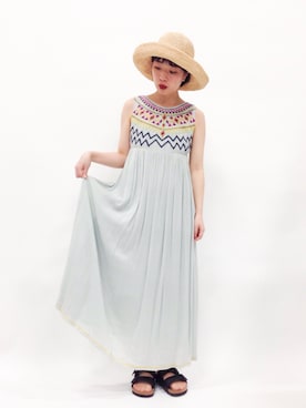 「マキシ丈ワンピ」｜まみむさん（レディース・157cm）の春コーディネート