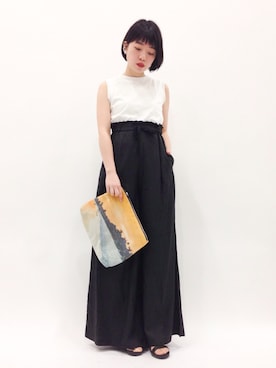 「パーティー」｜「アイテム（サロペット/オーバーオール）」を使った、まみむさん（レディース・157cm）の春コーディネート