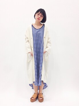 「yuni（ユニ　）のアイテム（チェスターコート）」を使った、まみむさん（レディース・157cm）の春コーディネート