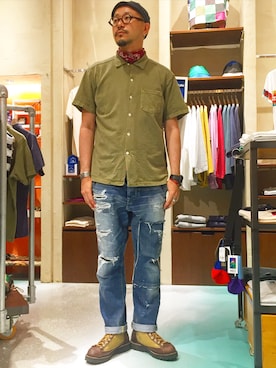 「アイテム（シャツ/ブラウス）」を使った、goslowcaravan  そうちゃんさん（メンズ・179cm）の春コーディネート