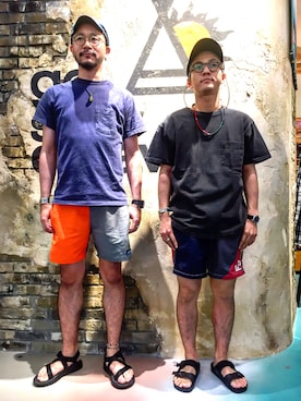 「アイテム（サンダル）」を使った、goslowcaravan  そうちゃんさん（メンズ・179cm）の夏コーディネート