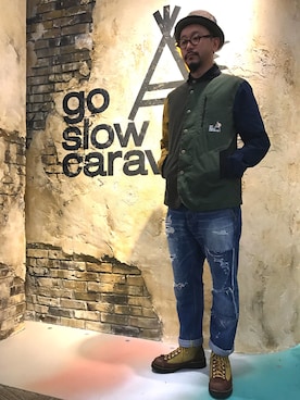 「コーディネート」｜「アイテム（カバーオール）」を使った、goslowcaravan  そうちゃんさん（メンズ・179cm）の秋コーディネート