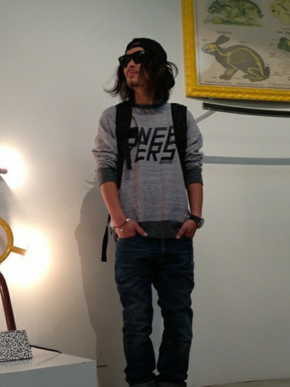 「MEMENTISMの【MEMENTISM/メメンティズム/メメントイズム】LHP/ｴﾙｴｲﾁﾋﾟｰ/THE WORLD（バックパック/リュック、ブラック系）」を使った、kazuya muraiさん（メンズ・170cm）の夏コーディネートの1枚目の写真