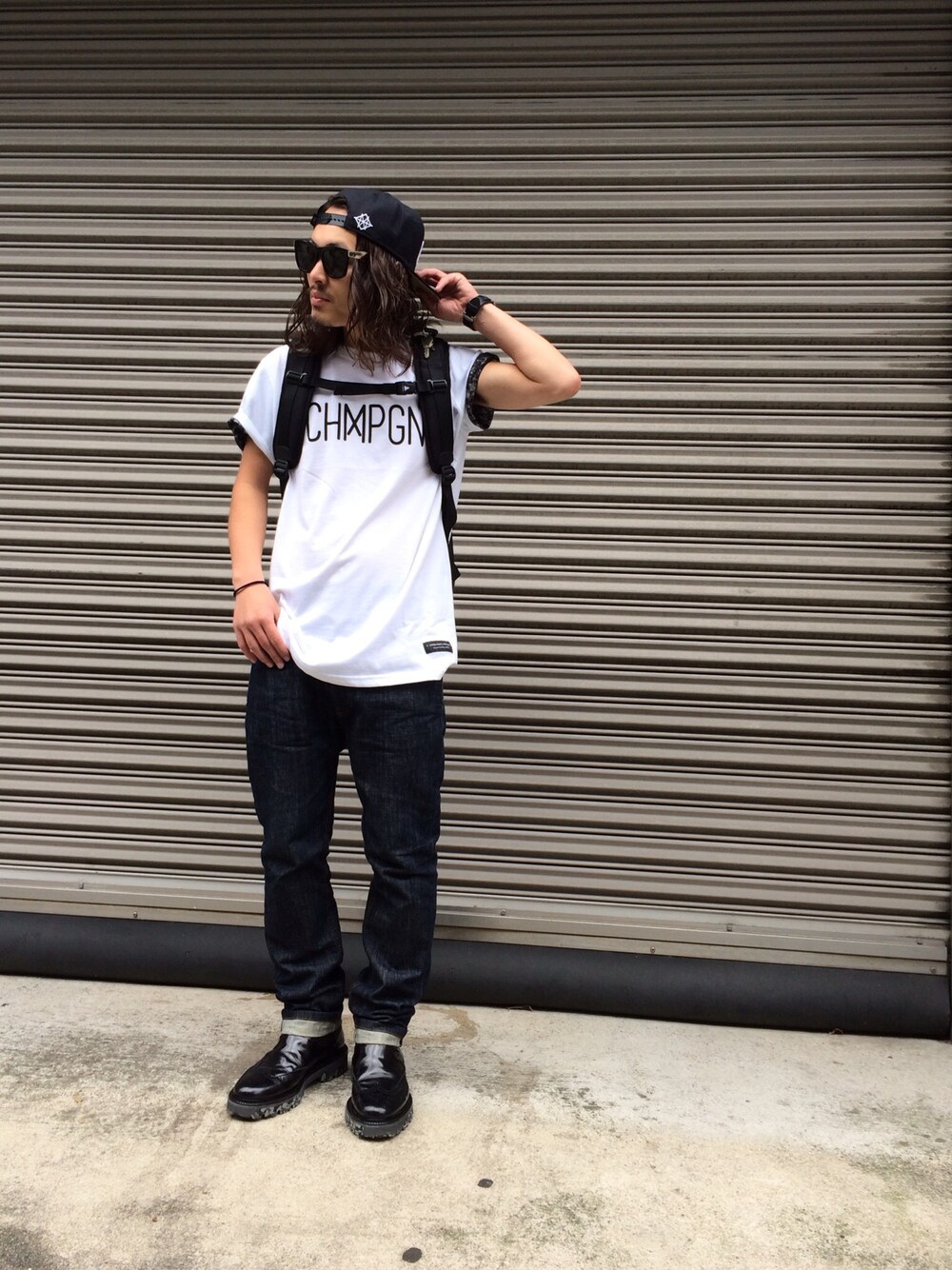 「レイヤードスタイル、LHP名古屋、MSGM、Martin Margiela、lexdray」｜「L.H.PのLHP/エルエイチピー/CHMPGN/シャンペン・シャンパン/CLASSIQUE T-SHIRTS！（Tシャツ/カットソー、ホワイト系）」を使った、kazuya muraiさん（メンズ・170cm）の夏コーディネートの1枚目の写真