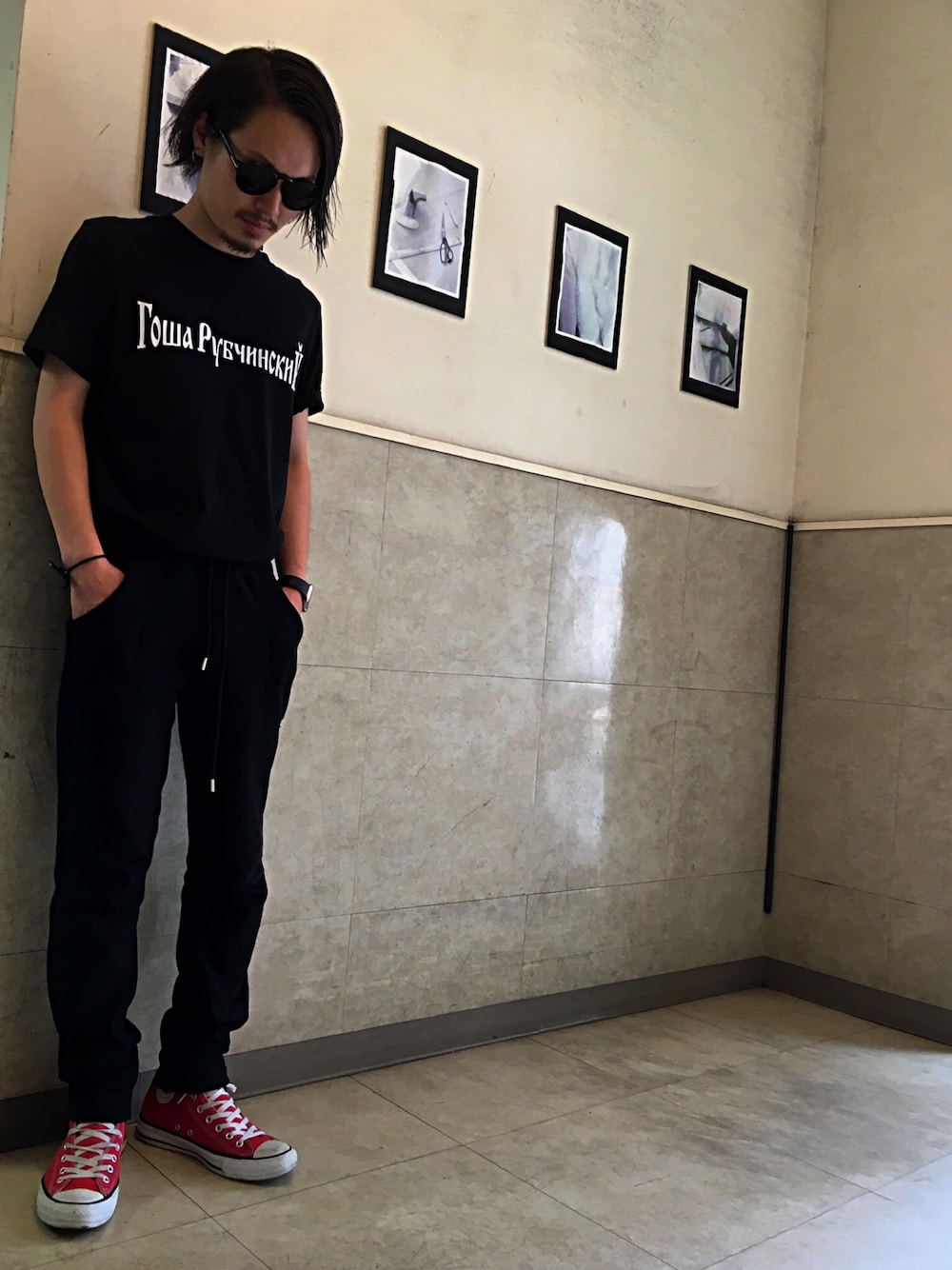 「夏、モノトーンコーデ、オリンピック、がんばれ日本、TAKAHIROMIYASHITA The SoloIst. 、SKOLOCT、gosharubchinskiy、GIVENCHY、converse、LHP名古屋」｜「TAKAHIROMIYASHITATheSoloIst.のアイテム（その他パンツ、ブラック系）」を使った、kazuya muraiさん（メンズ・168cm）の夏コーディネートの1枚目の写真