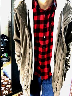 「no brand（ノーブランド）のアイテム（モッズコート）」を使った、やまさんさん（メンズ・166cm）の冬コーディネート