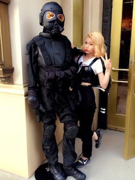 「HOUSE OF HOLLAND（ハウスオブホーランド）のHouse of Holland On a Promise / Eye for an Eye Sunglasses（サングラス、ブラック系）」を使った、yuiさん（レディース・167cm）の夏コーディネート