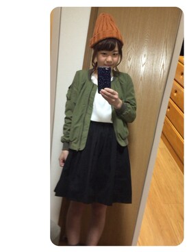 「Crisp（クリスプ）のアイテム（ニットキャップ/ビーニー）」を使った、Kana Ogawaさん（レディース・158cm）の秋コーディネート