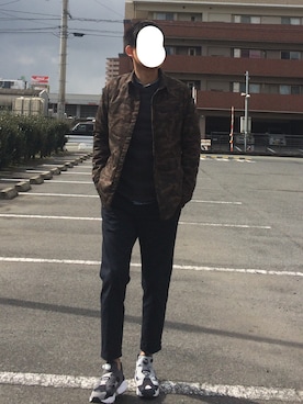「ノーカラーシャツ」｜「アイテム（スウェット）」を使った、AK190さん（メンズ・168cm）の春コーディネート