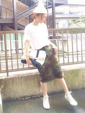 shihoさんの「カモフラタイトスカート」を使ったコーディネート