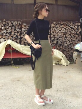 shihoさんの「モールスキンタイトスリットスカート」を使ったコーディネート