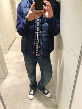 「UNIQLO（ユニクロ）のアイテム（Tシャツ/カットソー、ホワイト系）」を使った、まちゃあきさん（メンズ）の秋コーディネート