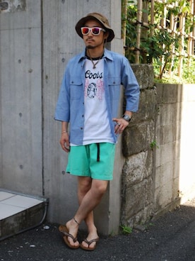 「BIG BILL（ビッグビル）のアイテム」を使った、Hiroki Koyamaさん（メンズ・168cm）の夏コーディネート