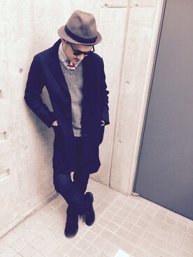 「アイテム（ネクタイ、レッド系）」を使った、tamoxxxさん（メンズ・175cm）の冬コーディネート