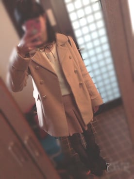 「Honeys（ハニーズ）のアイテム（ニット/セーター、ホワイト系）」を使った、Kakka➳ さん（レディース）の冬コーディネート
