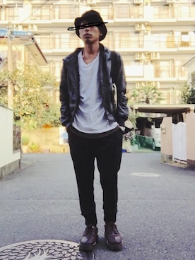 「DETAILS（ディテールズ）のアイテム（スラックス）」を使った、AKIHITO さん（メンズ・162cm）の秋コーディネート